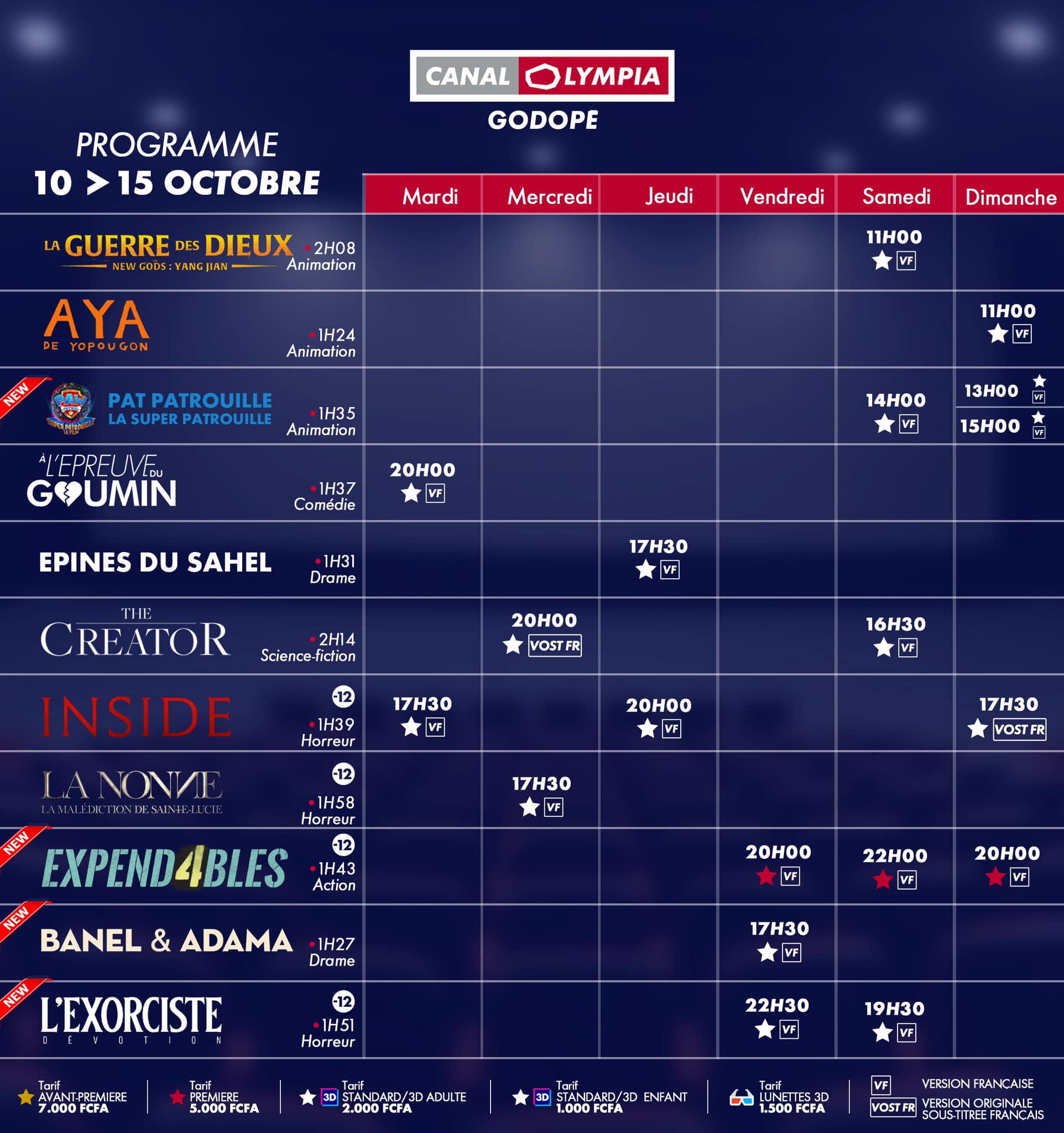 Canal Olympia : découvrez le programme de la semaine du 12 au 18 octobre 2023