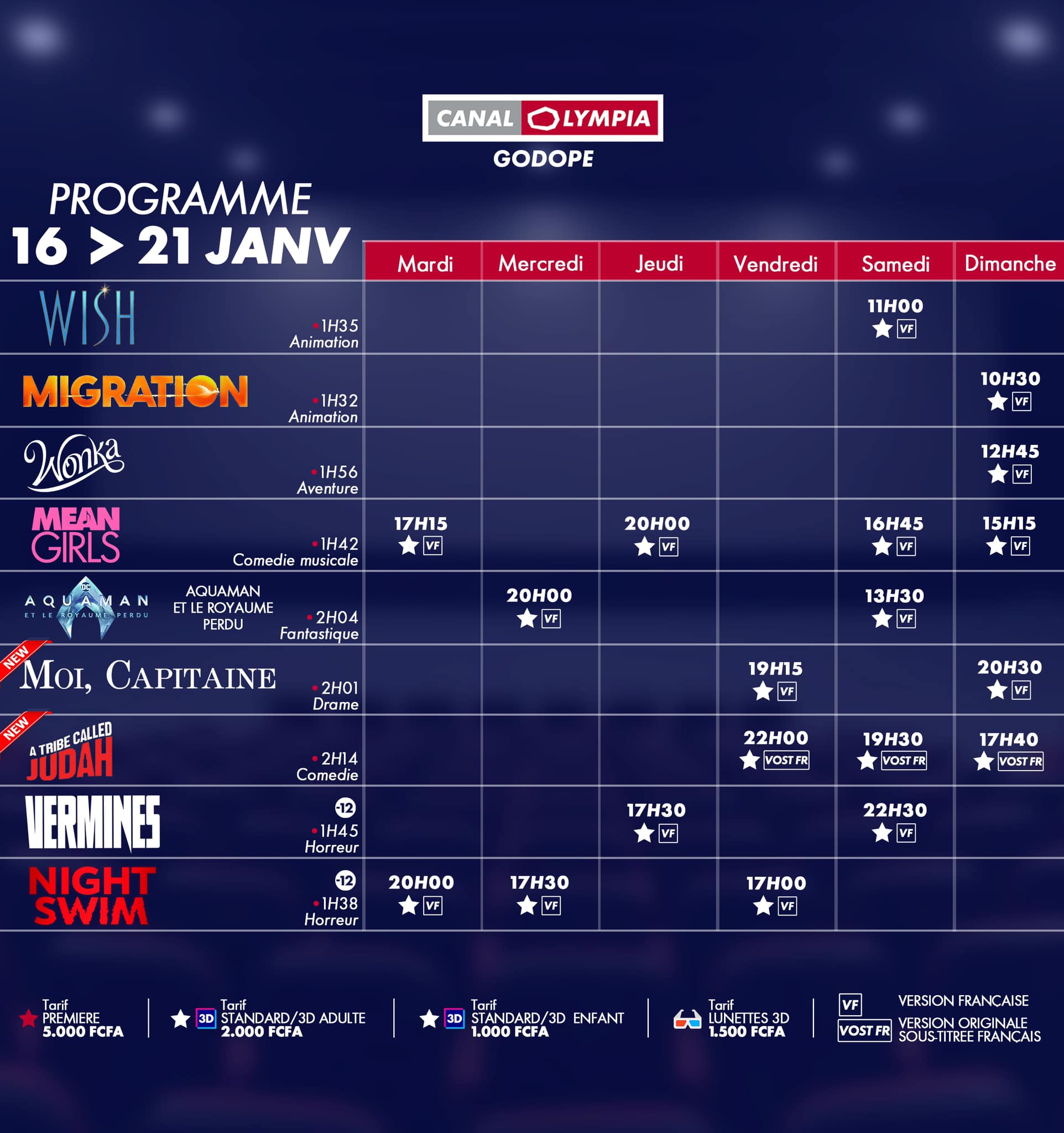 Une nouvelle semaine de cinéma dans les salles Canal Olympia du 16 au 21 janvier 2024.