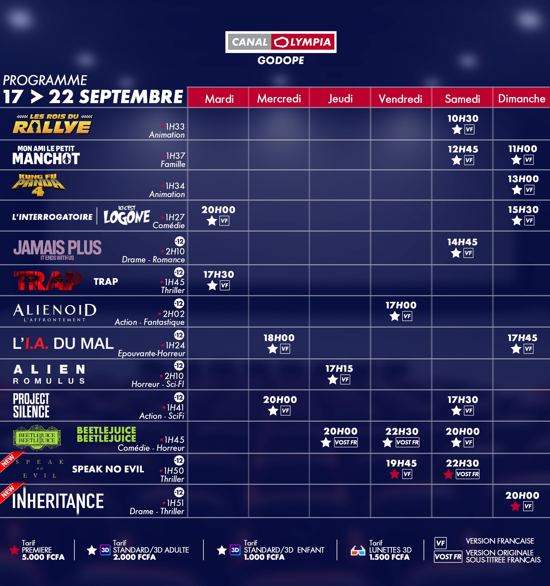 Canal Olympia : nouvelle programmation dans les salles à Lomé !