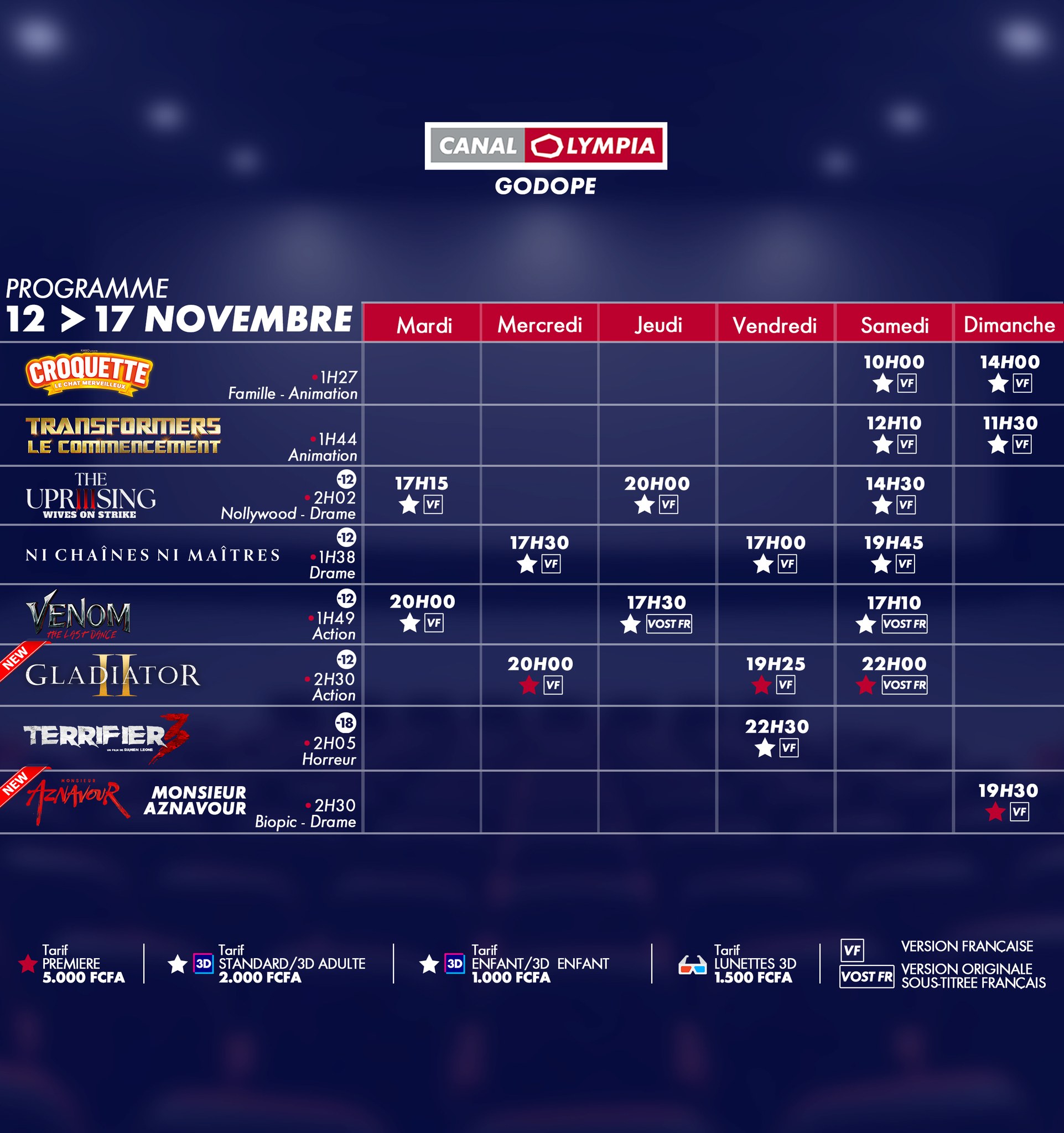 Canal Olympia : Nouveau programme cette semaine du 12 au 17 novembre 2024