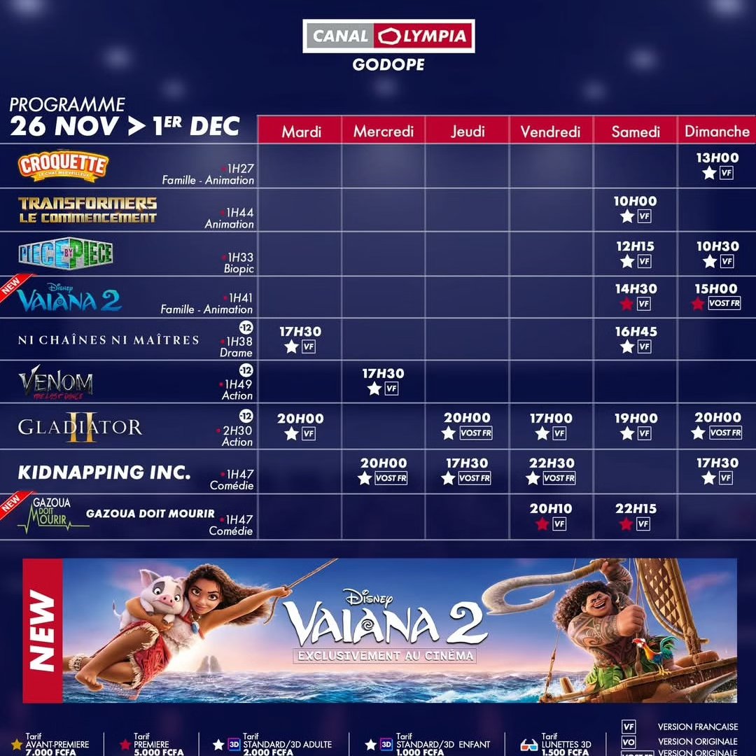 Canal Olympia : nouveau programme pour les cinéphiles du 26 novembre au 1er Décembre 2024.
