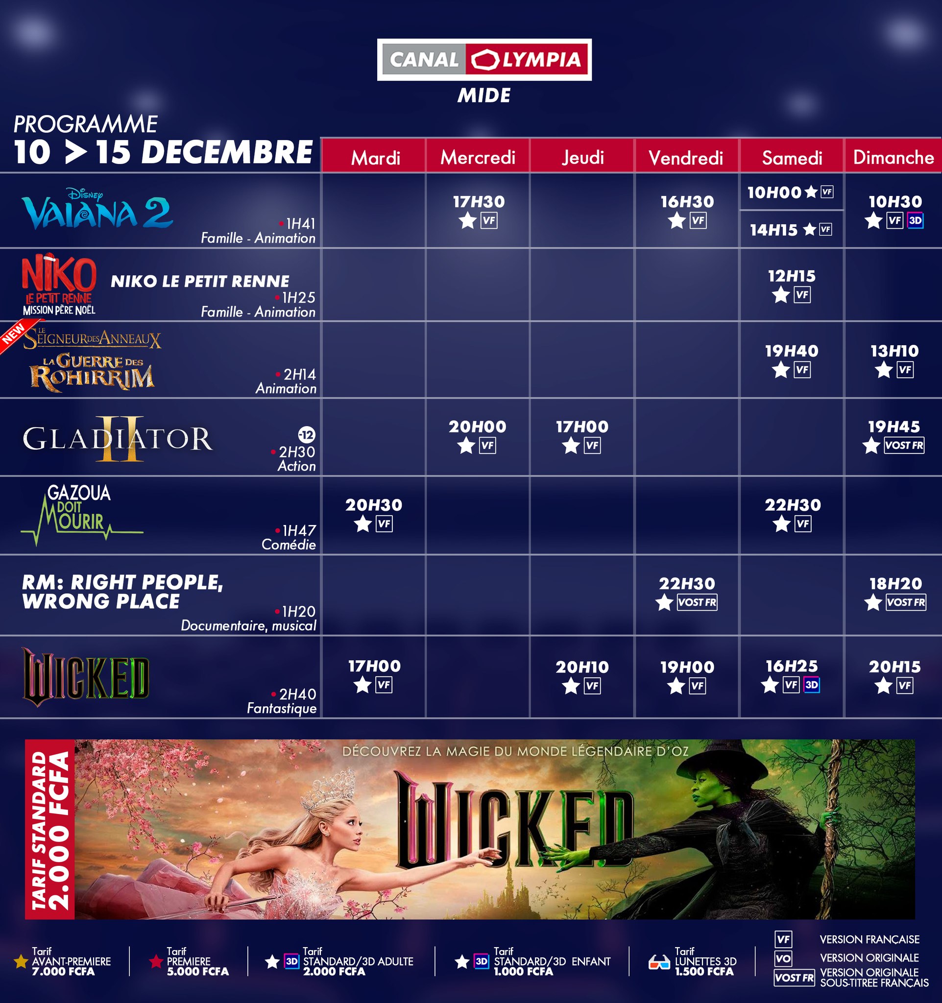 Canal Olympia : programme du 10 au 15 Décembre 2024